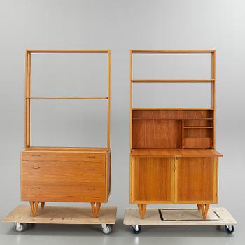 BOKHYLLOR, 2 st, teak, 1960-tal.