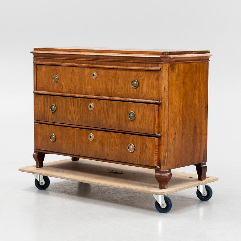 A Gustavian style oak veneered chest of drawers, around 1900.