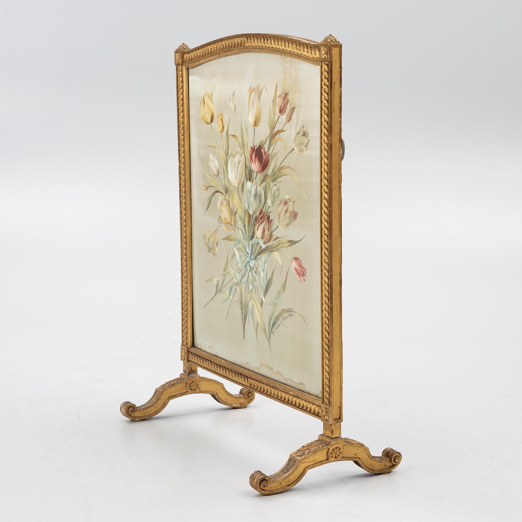 A Louix XVI-style fire guard, late 19th century.