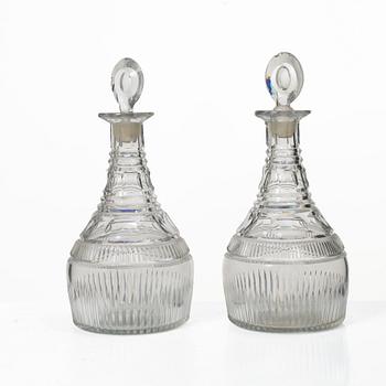 Karaffer, ett par, sannolikt England, glas, 1800-tal.