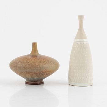 Stig Lindberg, Berndt Friberg, 2 vases, stoneware, Gustavsberg studio.
