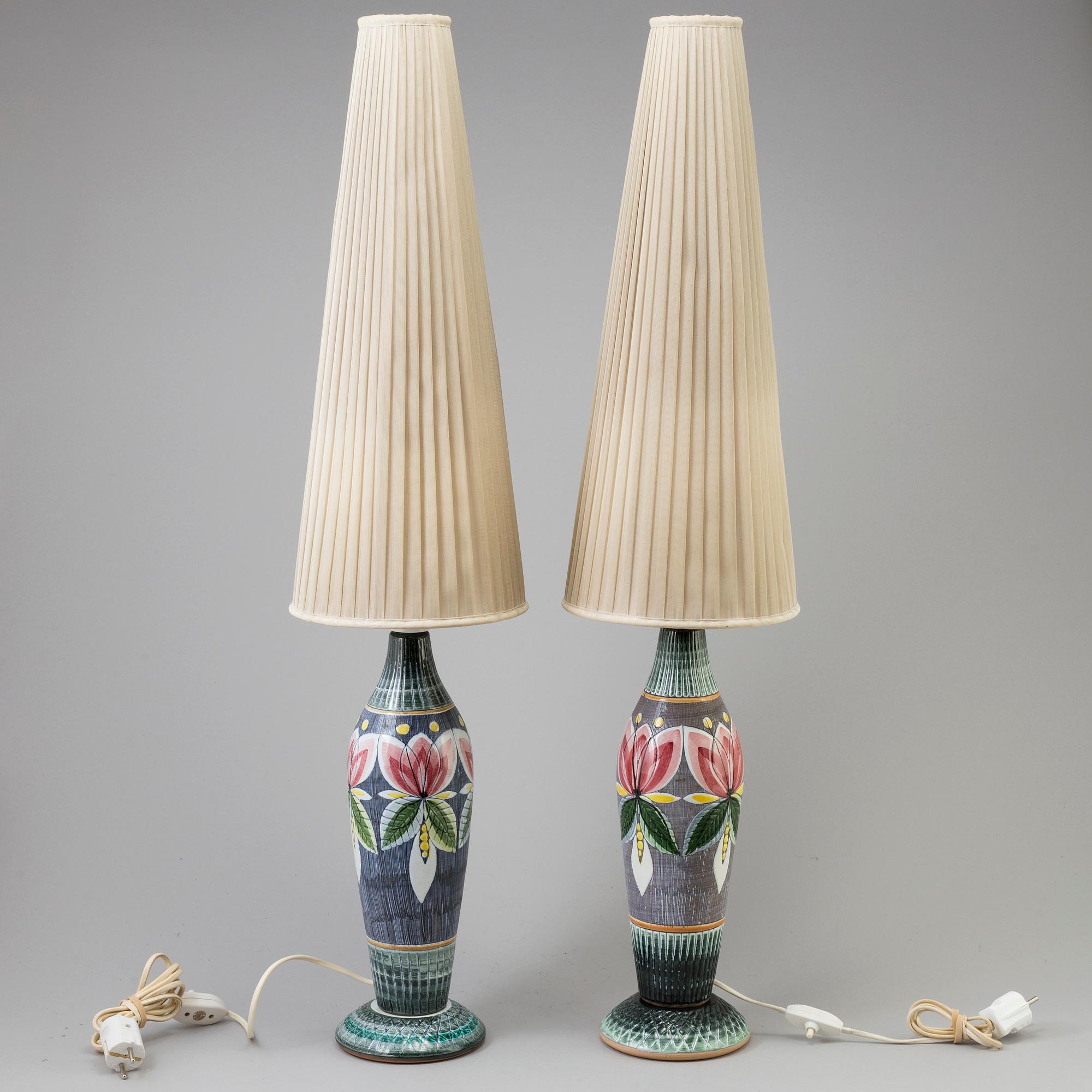 Two similar 20th century ceramic table lamps, Tilgmans Keramik, Sweden.