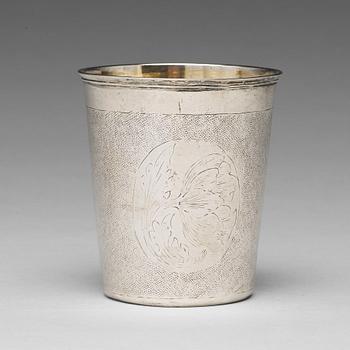 245. A Swedish early 18th century parcel-gilt silver beaker, mark of Samuel Phallén, Karlskrona 1700.