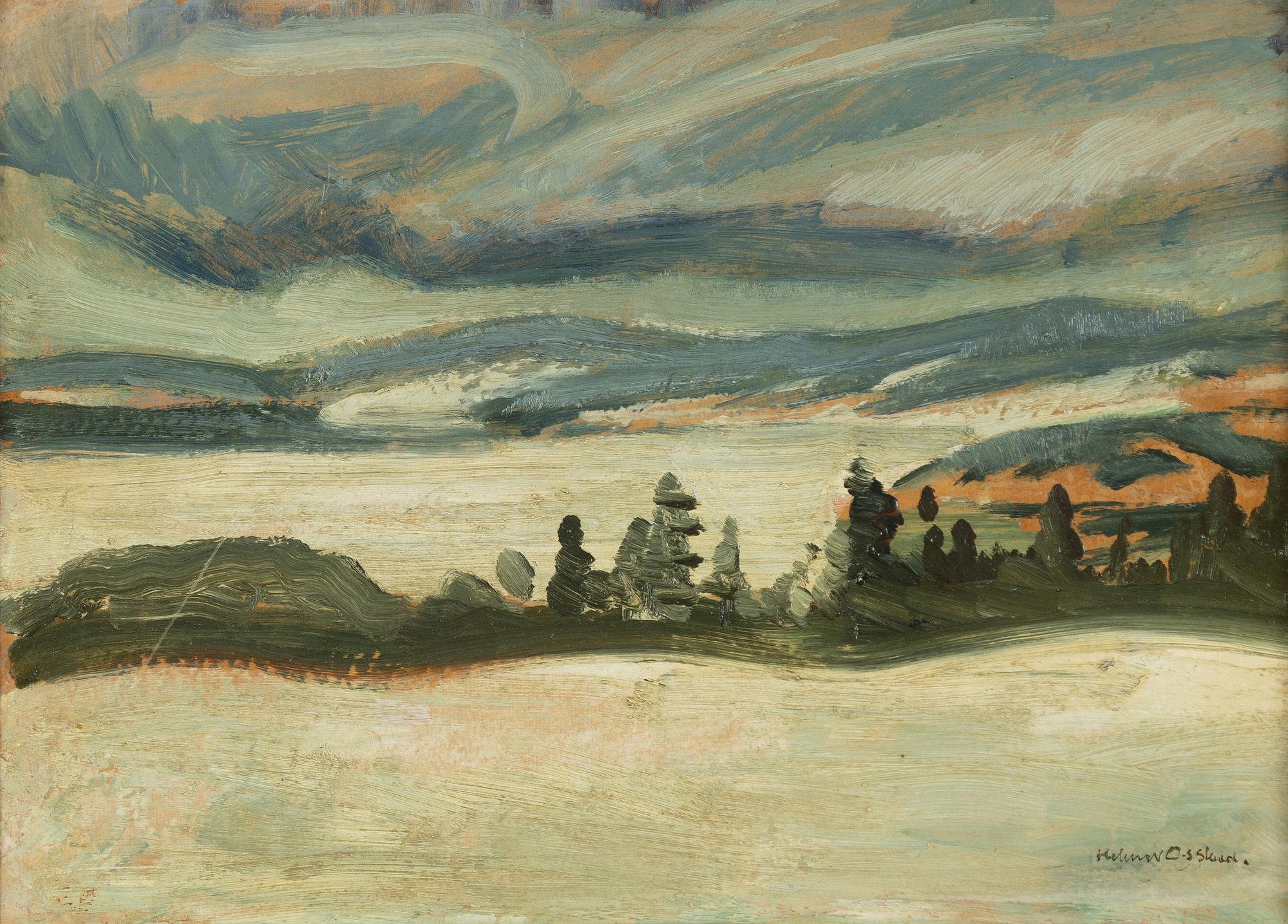 Helmer Osslund, Vinterbild med blåa moln.