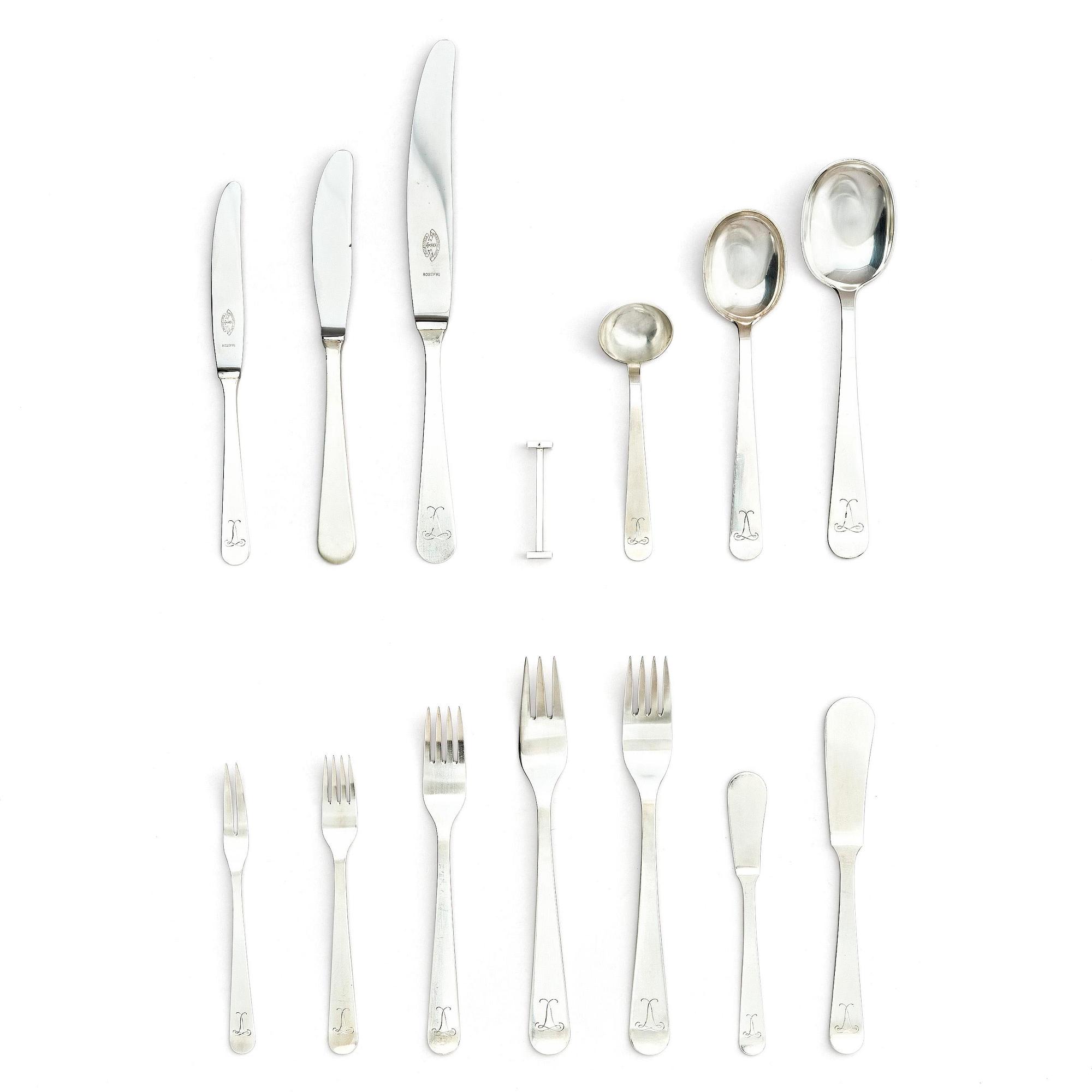 Wiwen Nilsson, a sterling silver cutlery-set of 61 pieces, Lund, Sweden 1946.