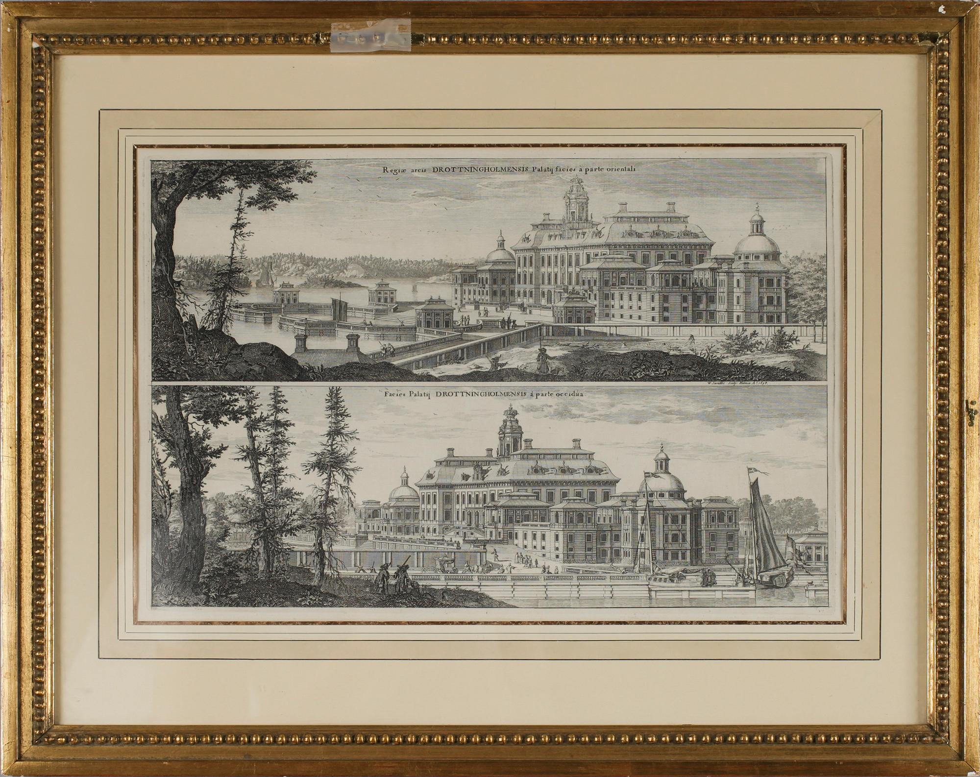 KOPPARSTICK, 2 st, ur Suecia Antiqua et Hodierna, 1700-/1800-tal.