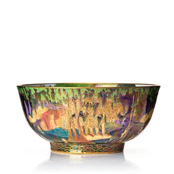 132. Daisy Makeig Jones, skål "Fairyland lustre", "z4968", Wedgwood, England 1920-30-tal.