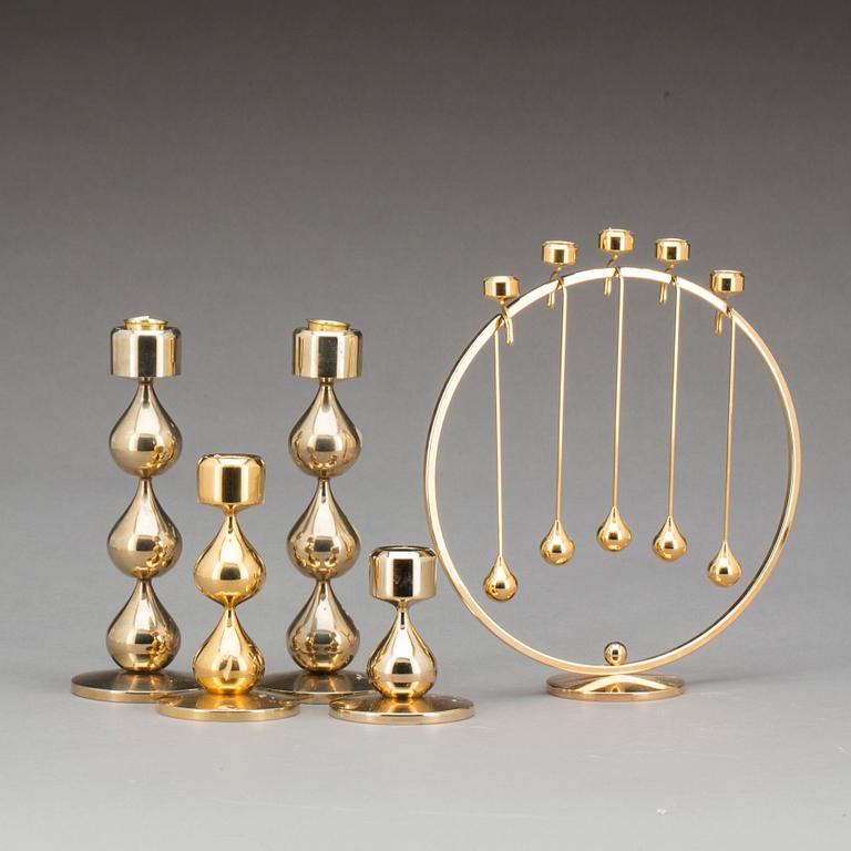 LJUSSTAKAR 4 st samt 1 kandelaber, design Asmussen, Danmark.