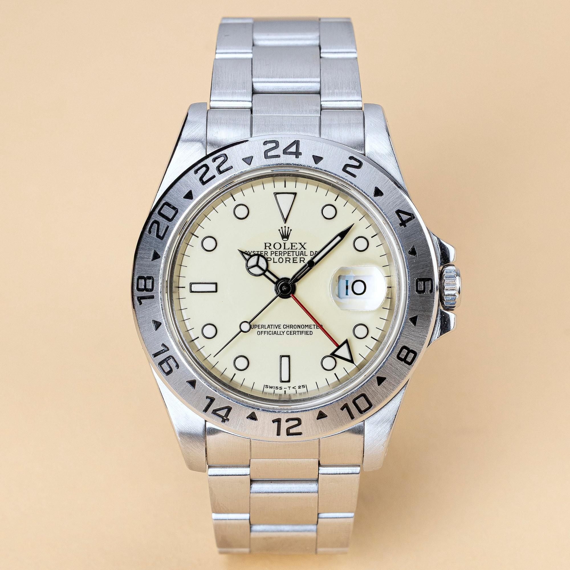 Rolex, Explorer II, "Cream Non-Rail Dial", "Jubilee Bracelet", ca 1993.