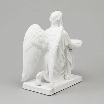 A bisquit figure of 'The Angel of Baptism', after Bertel Thorvaldsen. Royal Copenhagen, Denmark, 19th Century.