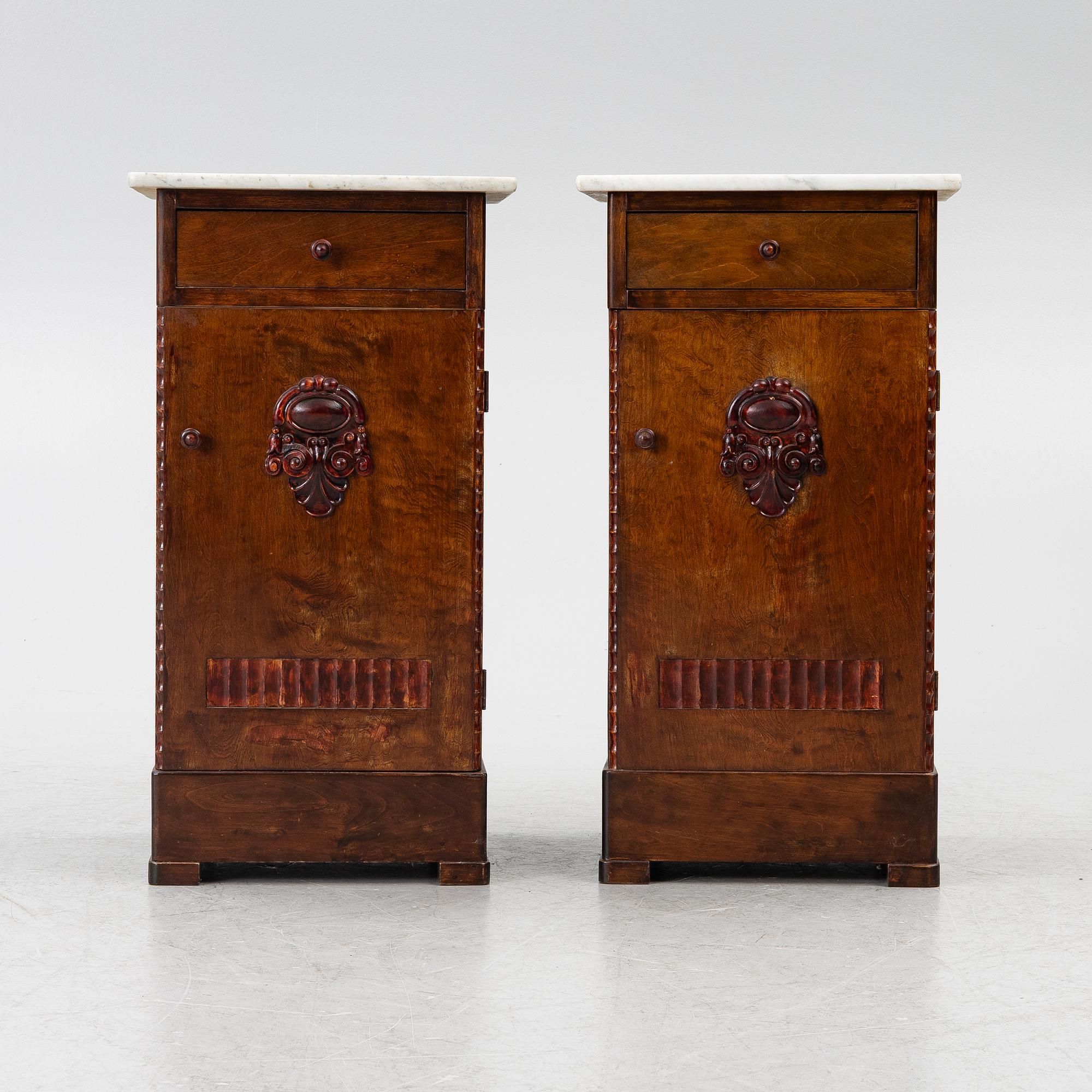 A pair early 20th century bedside tables.