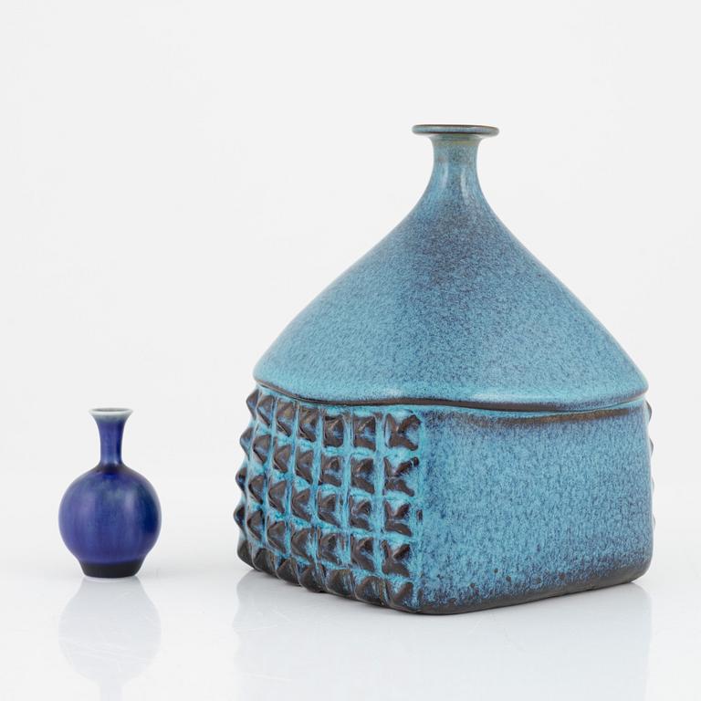Stig Lindberg, a stoneware vase, Gustavsberg studio, Sweden 1965 and a Johan Andersson miniature vase, Höganäs, Sweden.