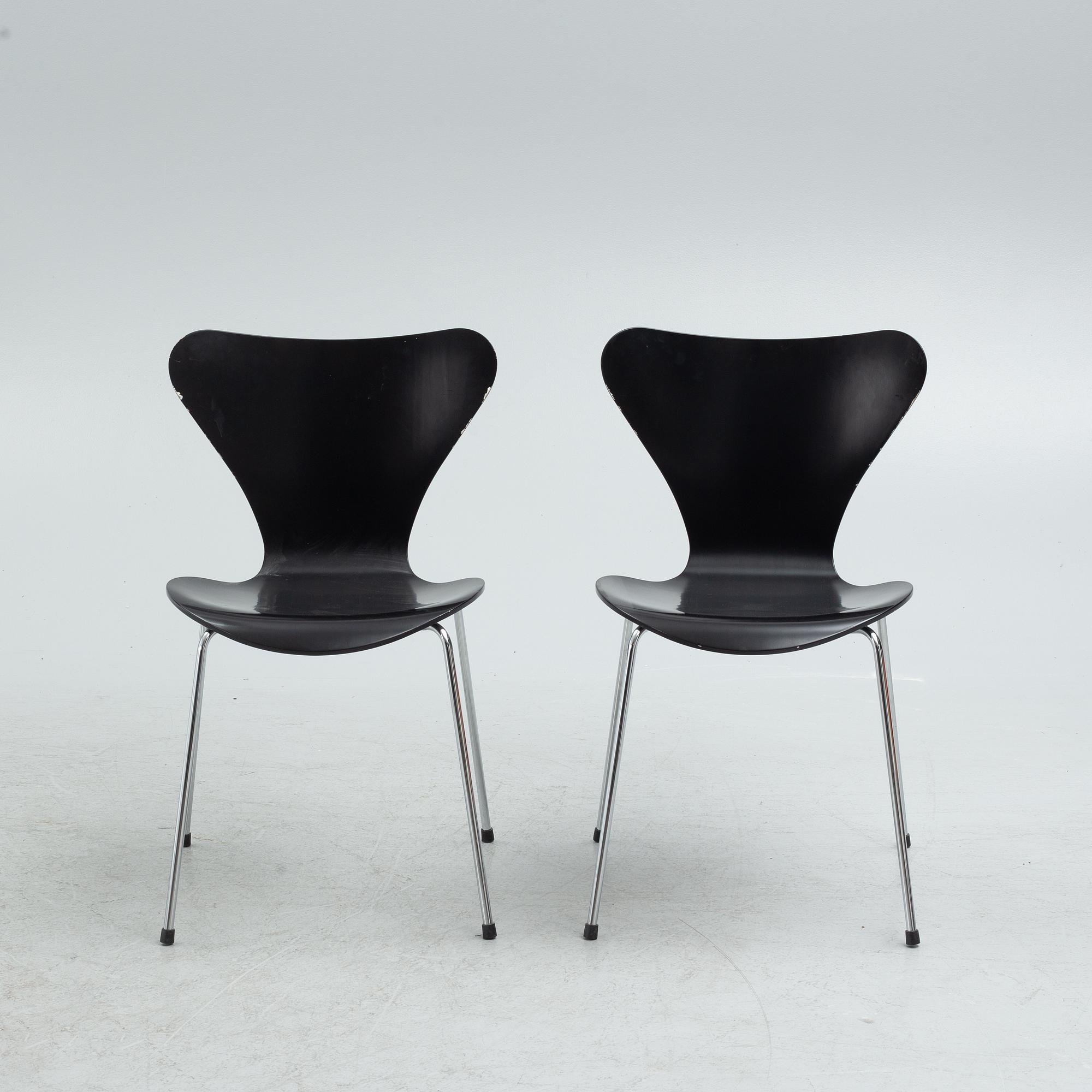 Arne Jacobsen, stolar 7 st, "Sjuan", Fritz Hansen, 2000-tal.