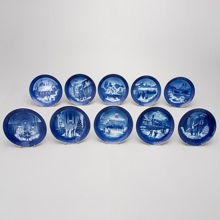 A set of 38 porcelain Christmas plates, Royal Copenhagen, Denmark, 1966 + 1973-2009.