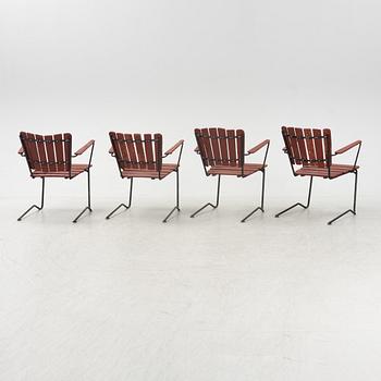 Four garden chairs, mid 20th century.