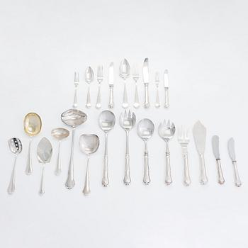 Bestickuppsättning, 107 dlr, silver, "Chippendale", Kultakeskus, Tavastehus 1961-1974.