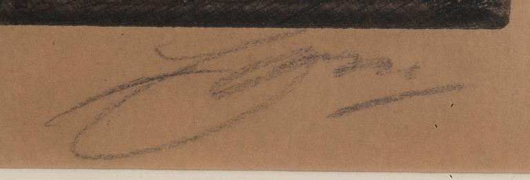 Anders Zorn, etsning, 1905, signerad med dedikation.