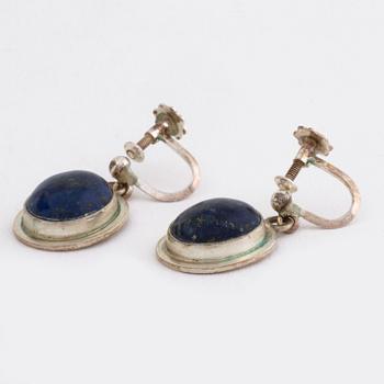 A pair of lapis lazuli earrings by Anders Högberg, Göteborg, 1966.