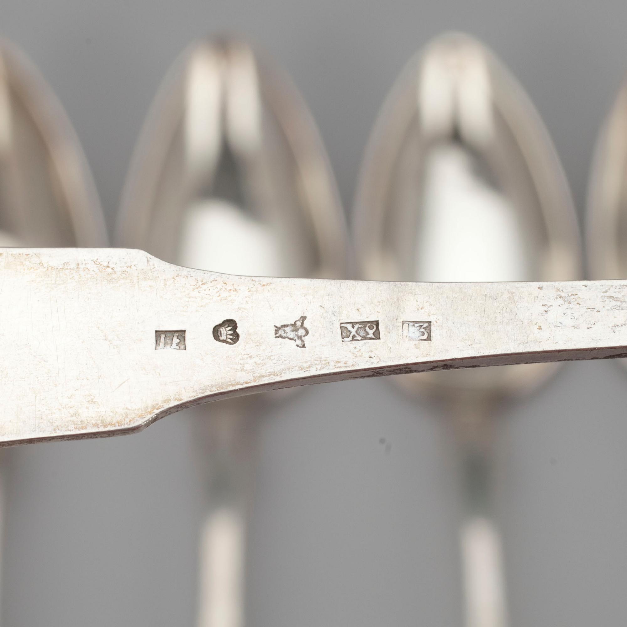 MATSKEDAR, 5 st, silver, Johan Festén (1855-1891), Jyväskylä. Vikt 263 g.