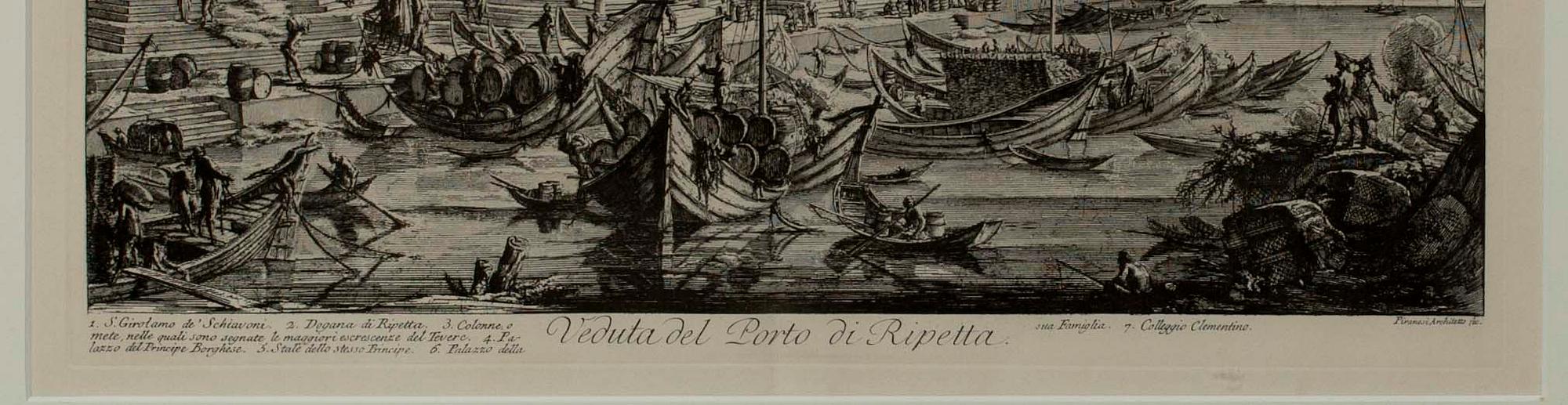 GIOVANNI BATTISTA PIRANESI, KOPPARSTICK, senare avdrag, Veduta del Porto di Ripetta.