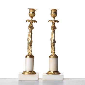 A pair of late Gustavian candlesticks, late 18th century.