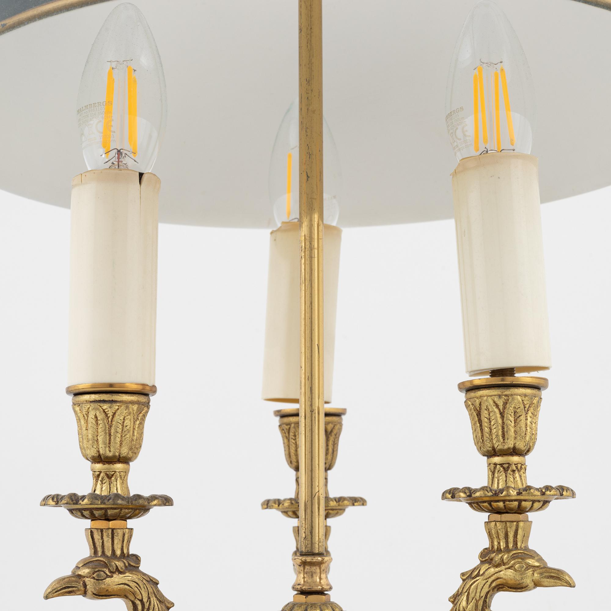 An Empire style bouillotte table lamp, Armaturhantverk, Tibro, second half of the 20th Century.