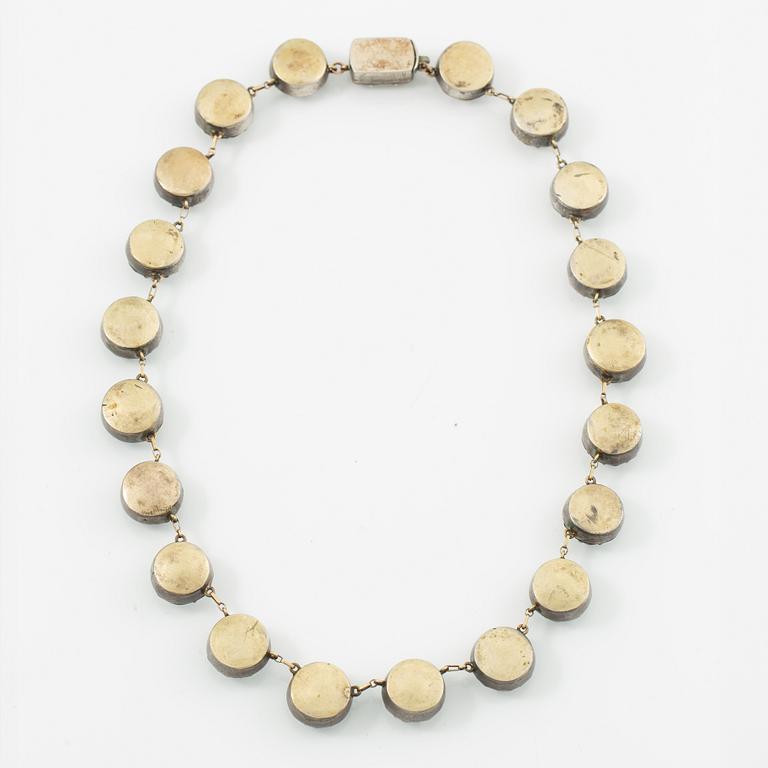 Silver necklace with paste, 19th century.