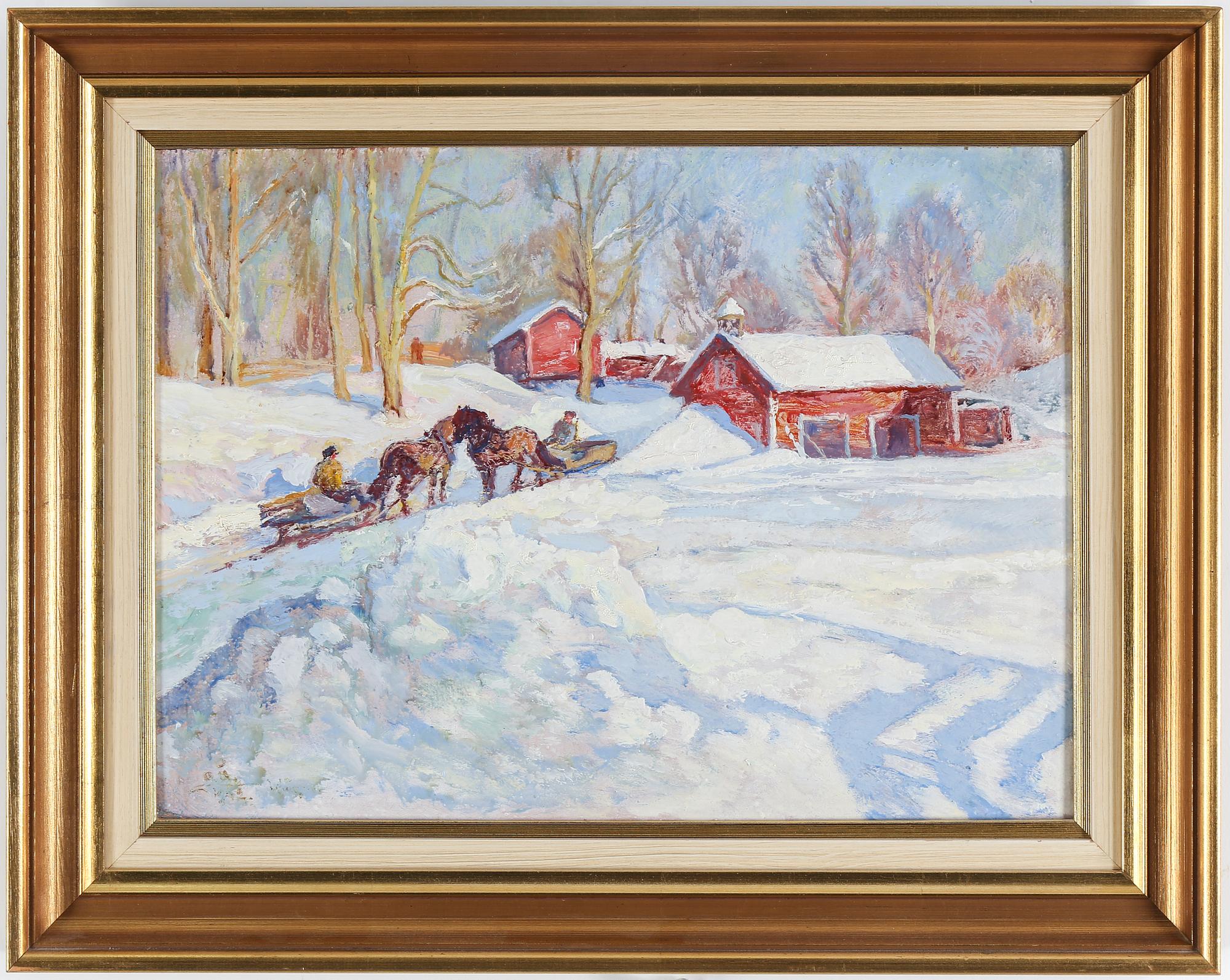 ACKE ÅSLUND, olja på masonit, signerad aå och daterad 1942.