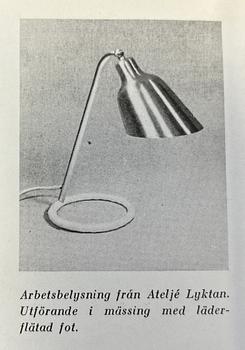 Hans Bergström, bordslampa, modell "711", ateljé Lyktan, Åhus, 1940-tal.
