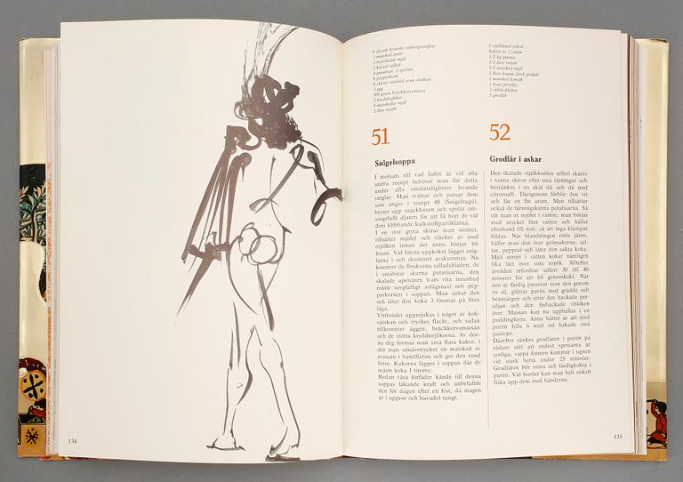 BOK, Salvador Dali, kokbok. Numr 2798/3000. "Dinéerna med Gala". Stureförlaget AB, Stockholm 1975.