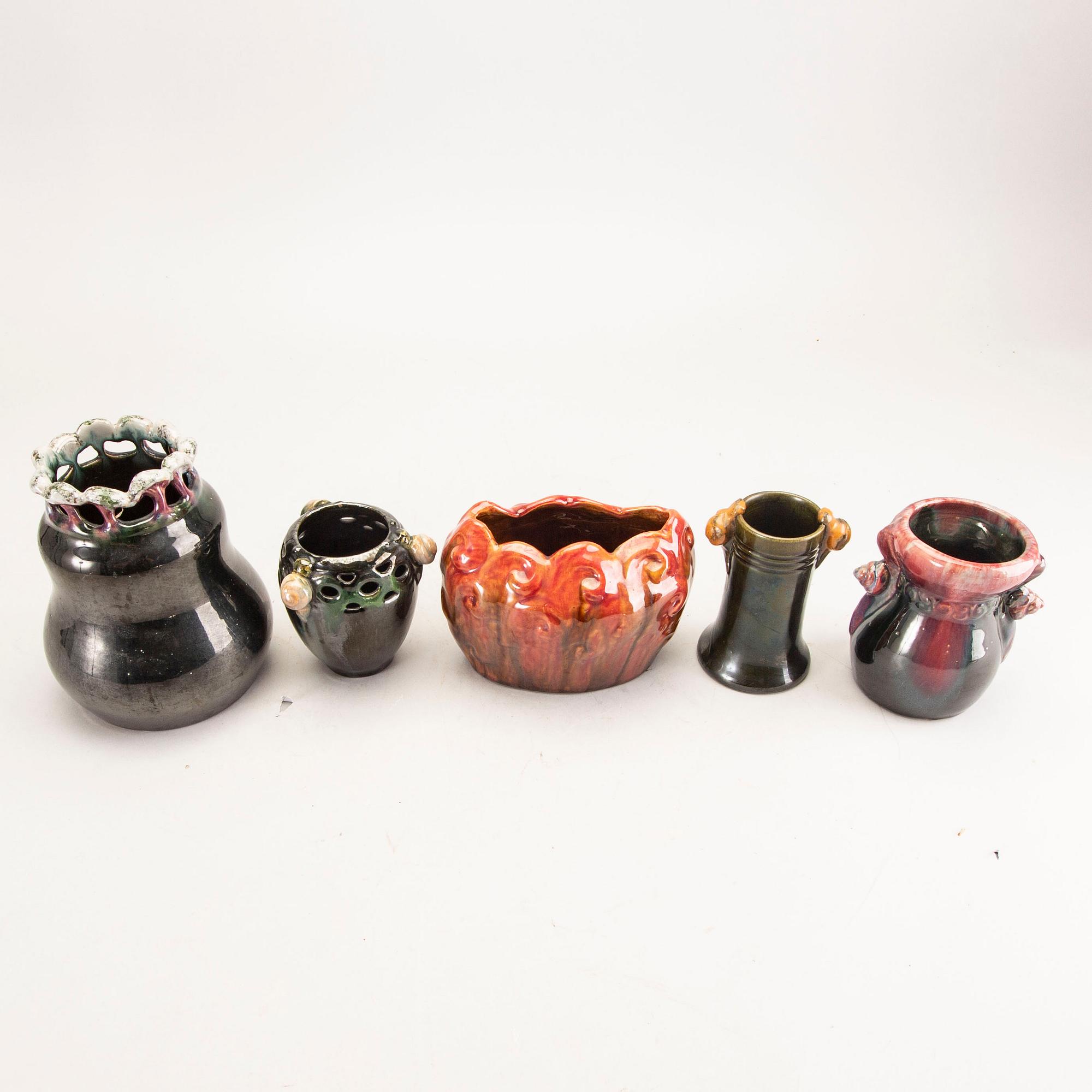 Mikael Anderson & Söner Bornholm, Vases 5 pcs, second half of the 20th century.