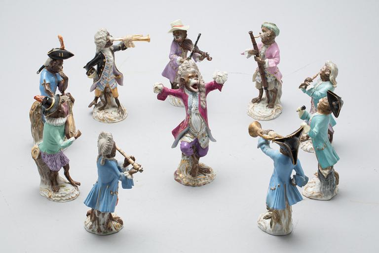 FIGURINER, 10 stycken, porslin. Meissen, sent 1800-tal.