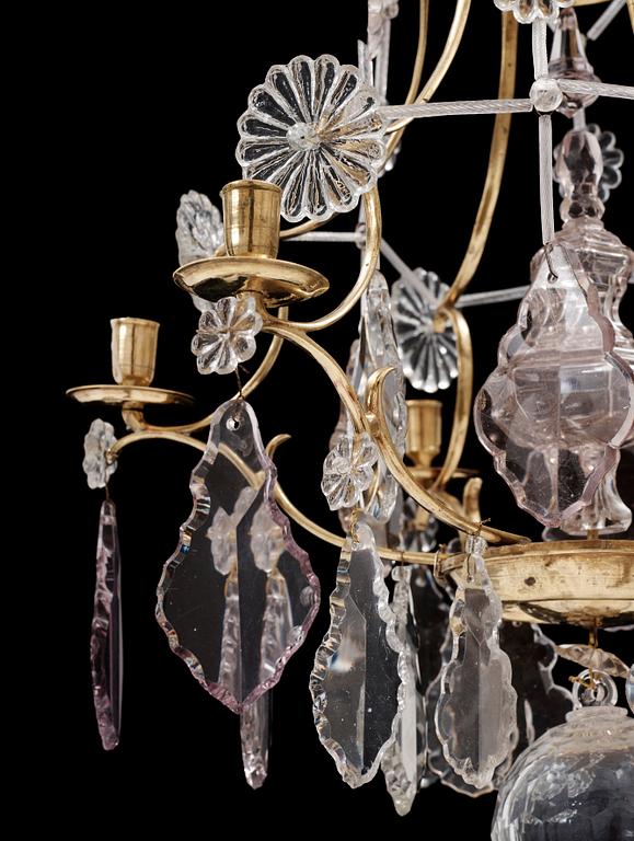 A Swedish Rococo 18th century six-light chandelier.