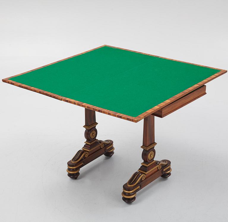 A William IV kingwood and mahogany card table by Thomas & George Seddon (firm active in London 1753/1815-70).