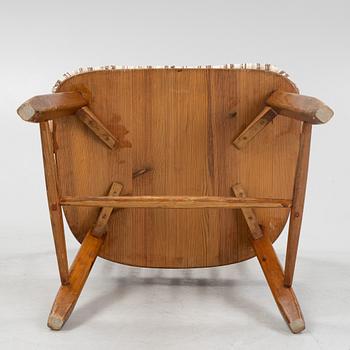A pair of 'Hytte' pinewood armchairs, Nordiska Kompaniet, Sweden, 1940's.