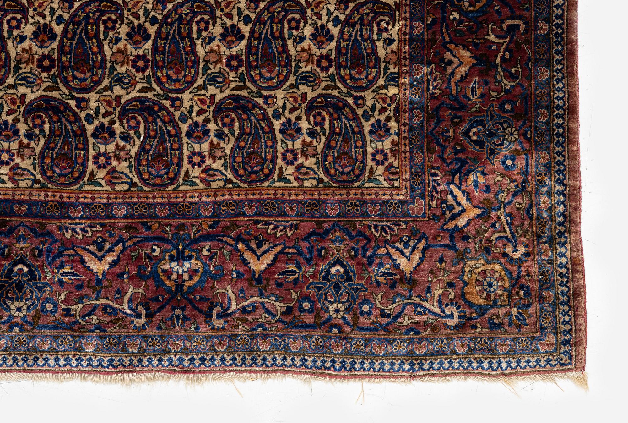 An antique silk Kashan, Central Persia, c. 201 x 130 cm.