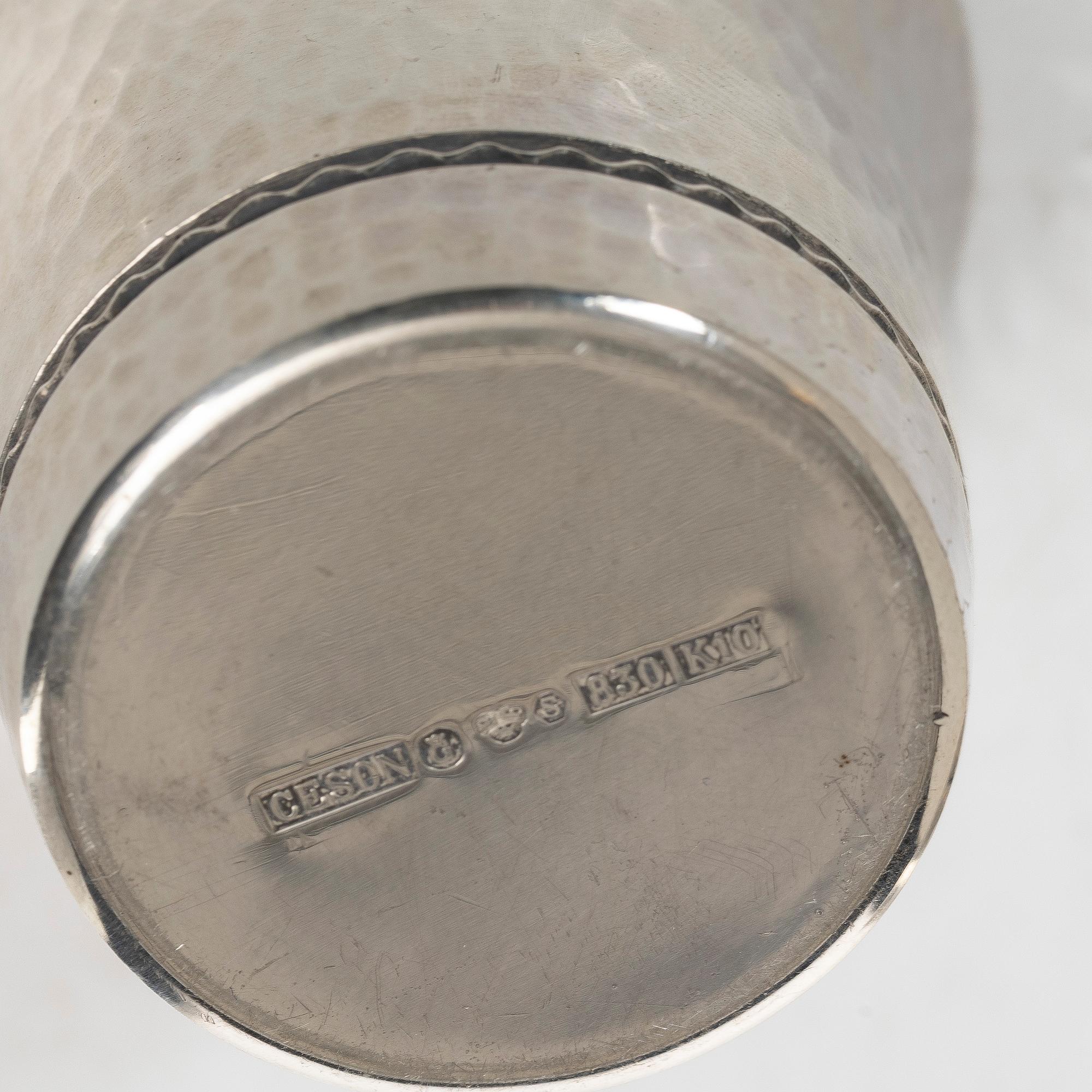 Two cups, silver, C.F. Carlman, 1953, and Ceson Guldvaru Ab, 1984.