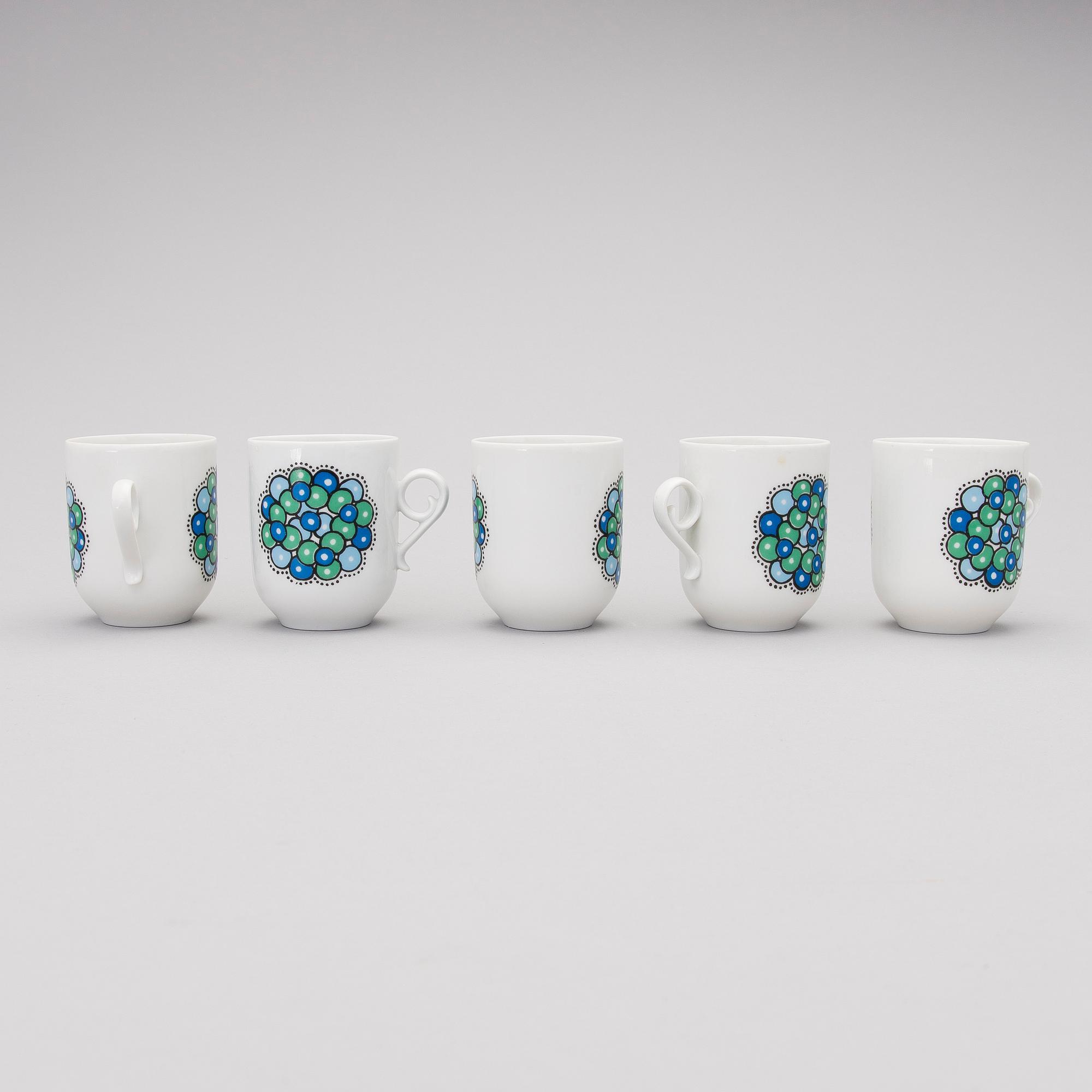 A 10-piece Marina porcelain coffee set by Arabia, 1970s.