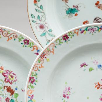 TALLRIKAR, 3+1 st, kompaniporslin, Kina, Qianlong (1736-95).