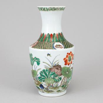 A Chinese famille verte vase, 20th century,