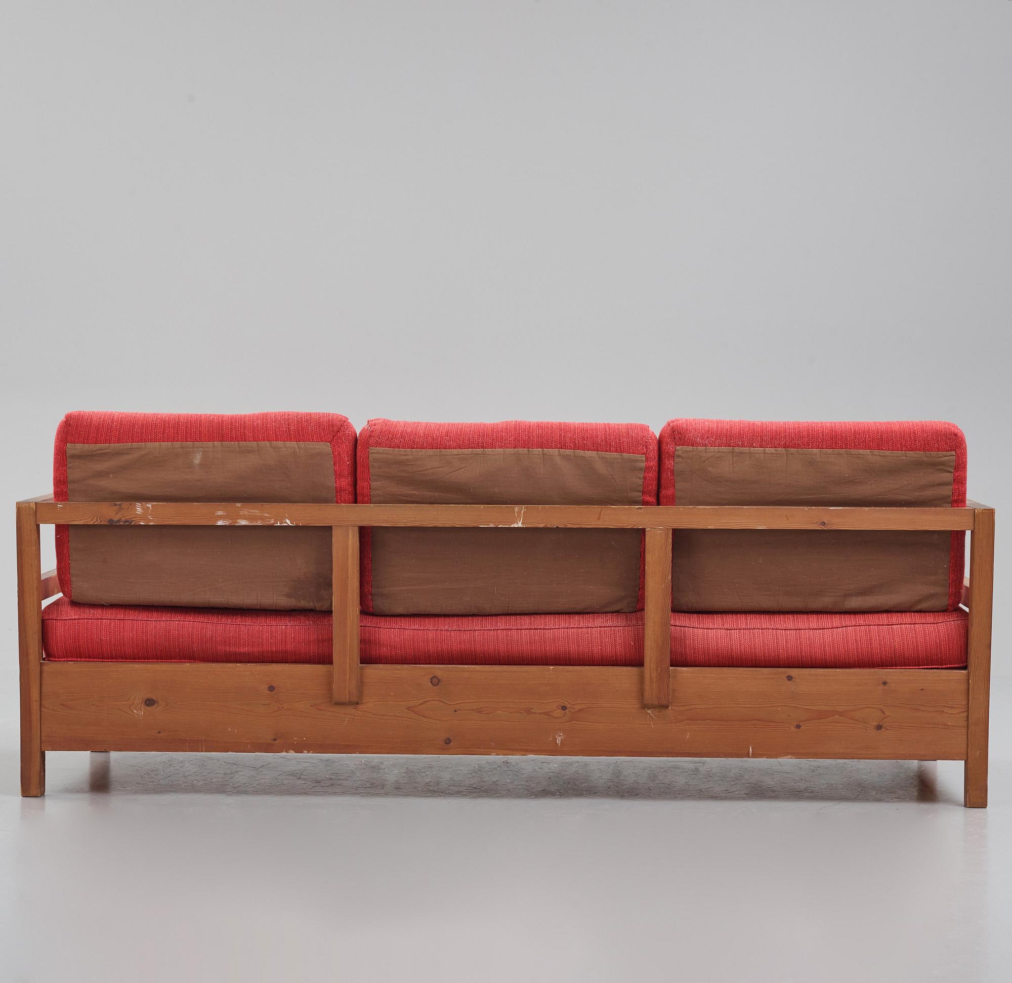 Axel Einar Hjorth, a stained pine sofa 'Sport', Nordiska Kompaniet Sweden, late 1930s.
