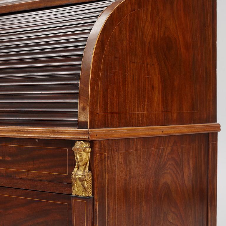 A late Gustavian mahogany secretaire, Stockholm, early 19th century,.