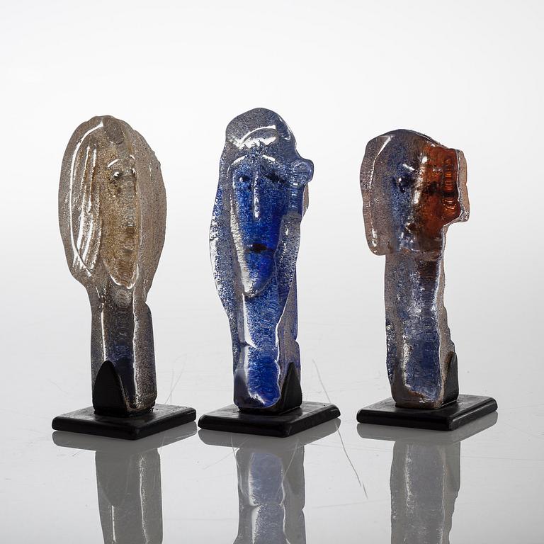 Three glass sculptures by EVA ULLBERG, signed and dated -02.