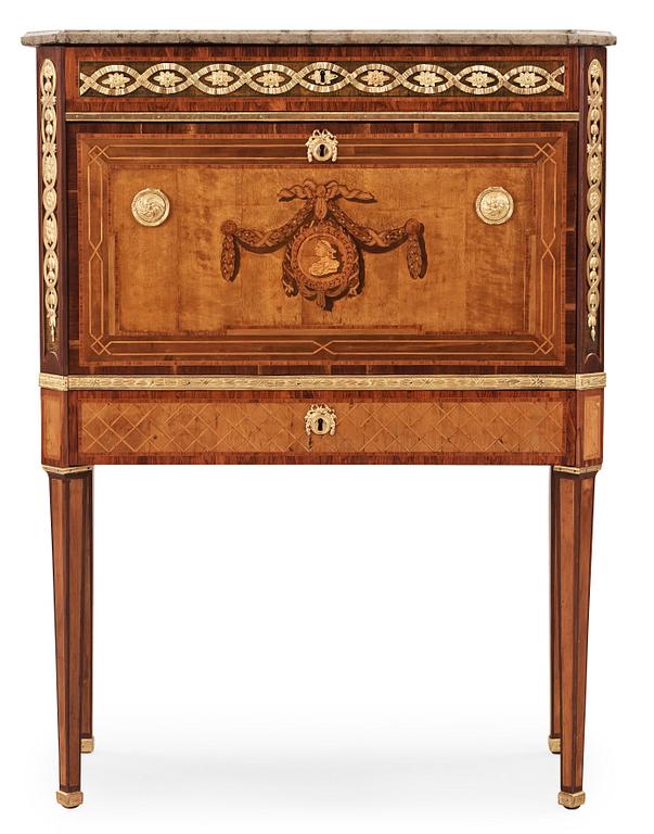 A Gustavian 18th century secretaire attributed to F Iwersson, master 1780.