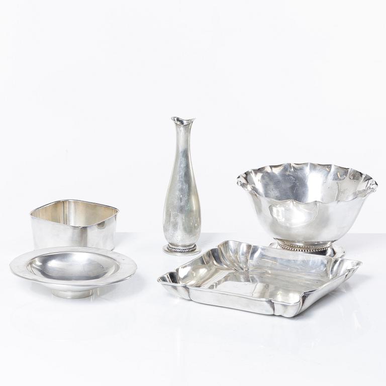 5 pieces of silver goods, including CG Hallberg, 20th century.