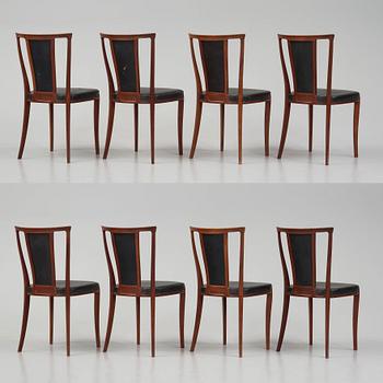 Carl-Axel Acking, a set of eight mahogany chairs, executed by Torsten Scholllin for the Stockholm Association of Crafts, 1950s.