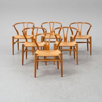 HANS J WEGNER, six oak 'Y' chairs from Carl Hansen & Son, Odense, Danmark, 1950's.