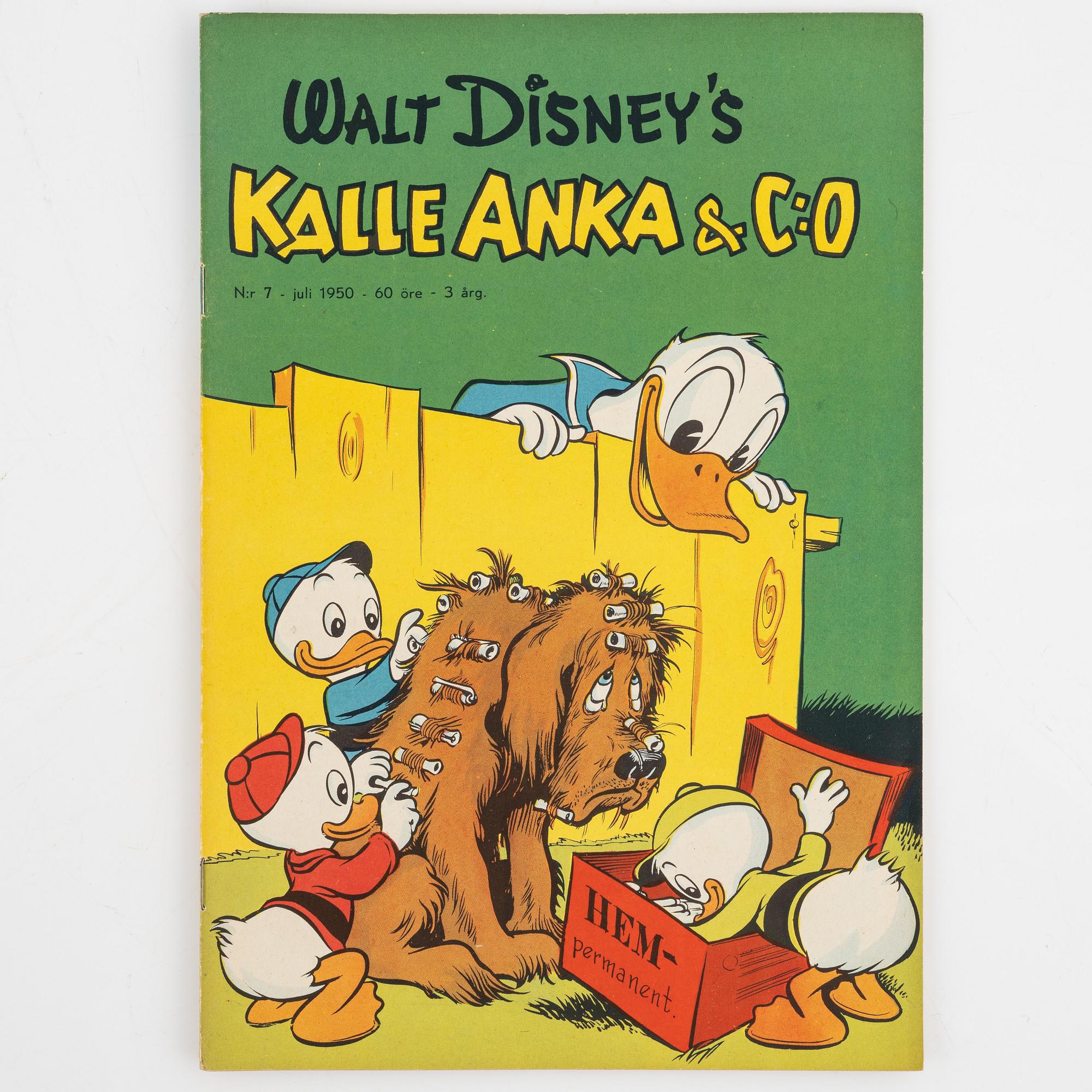Serietidningar, "Kalle Anka & Co", 14 st, komplett årgång 1950.