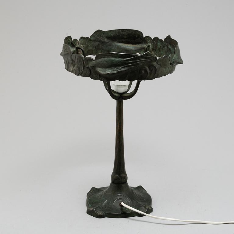 An early 20th century bronze table light by Herman Bergmans konstgjuteri Stockholm, Jugend.