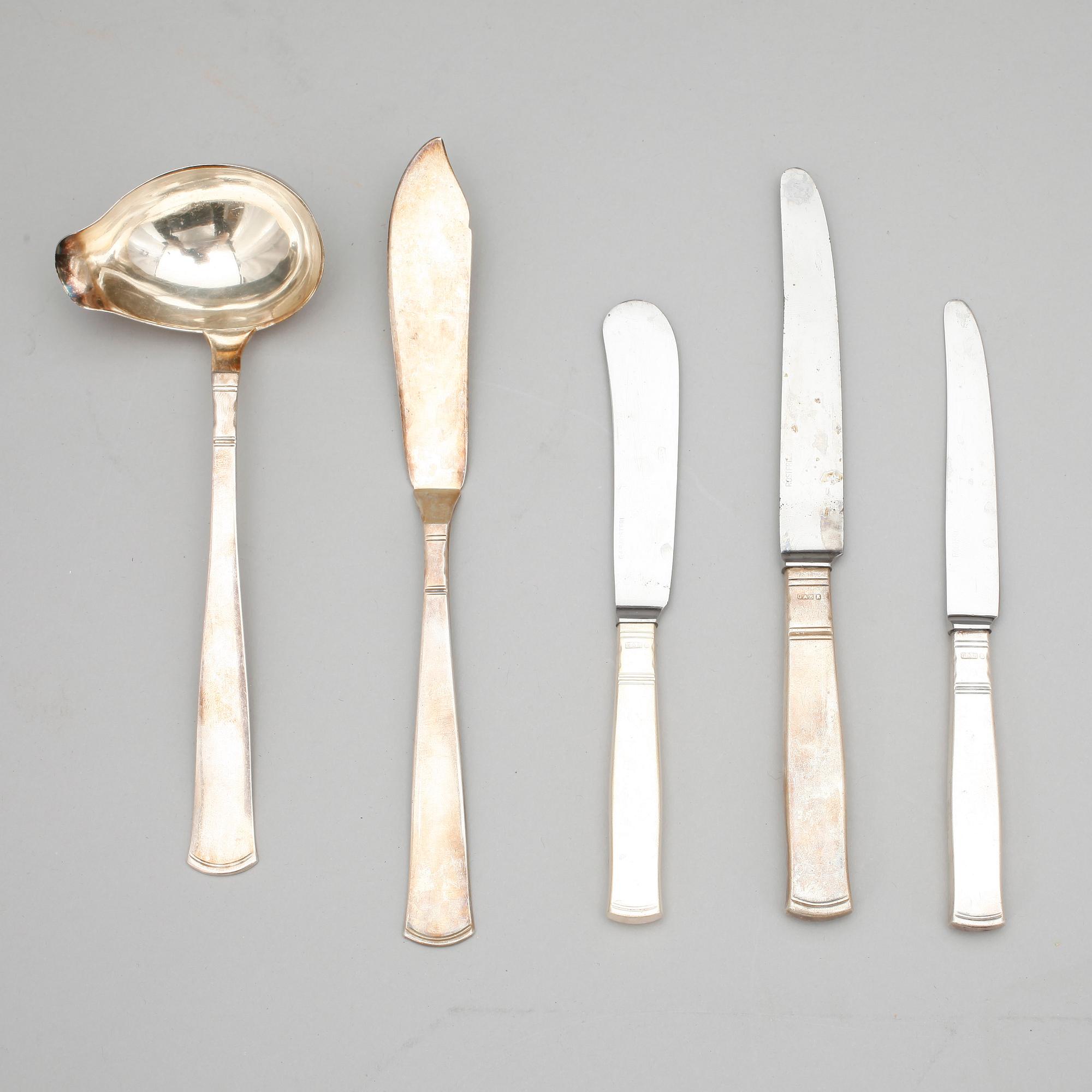 BESTICKSERVIS, 91 delar, silver, "Rosenholm", GAB, Stockholm, 1900-tal. Total vikt ca 2025 gram.